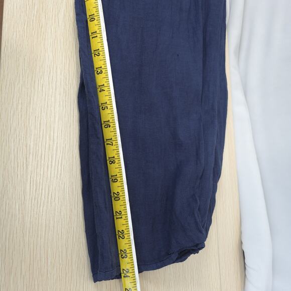 Linen Luv Ankle Pants Women S Elastic Waist Lightweight Pockets Italy Navy - Picture 5 of 11